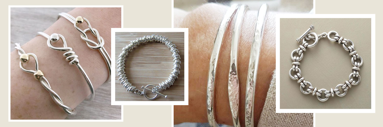 Fashionable silver bracelets